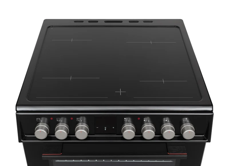 Sharp KF-66DVDD04BM1K-EN 60x60cm Freestanding Vitroceramic Double Oven, Black