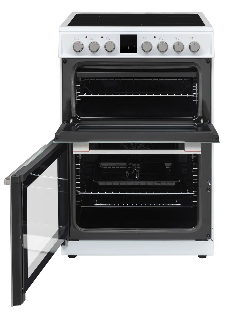 Sharp KF-66DVDD04WM1K-EN 60x60cm Freestanding Vitroceramic Double Oven, White