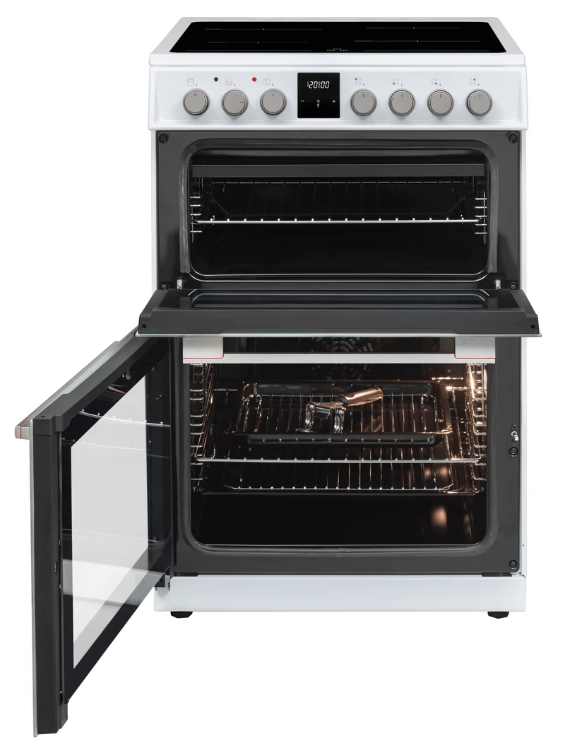 Sharp KF-66DVDD04WM1K-EN 60x60cm Freestanding Vitroceramic Double Oven, White