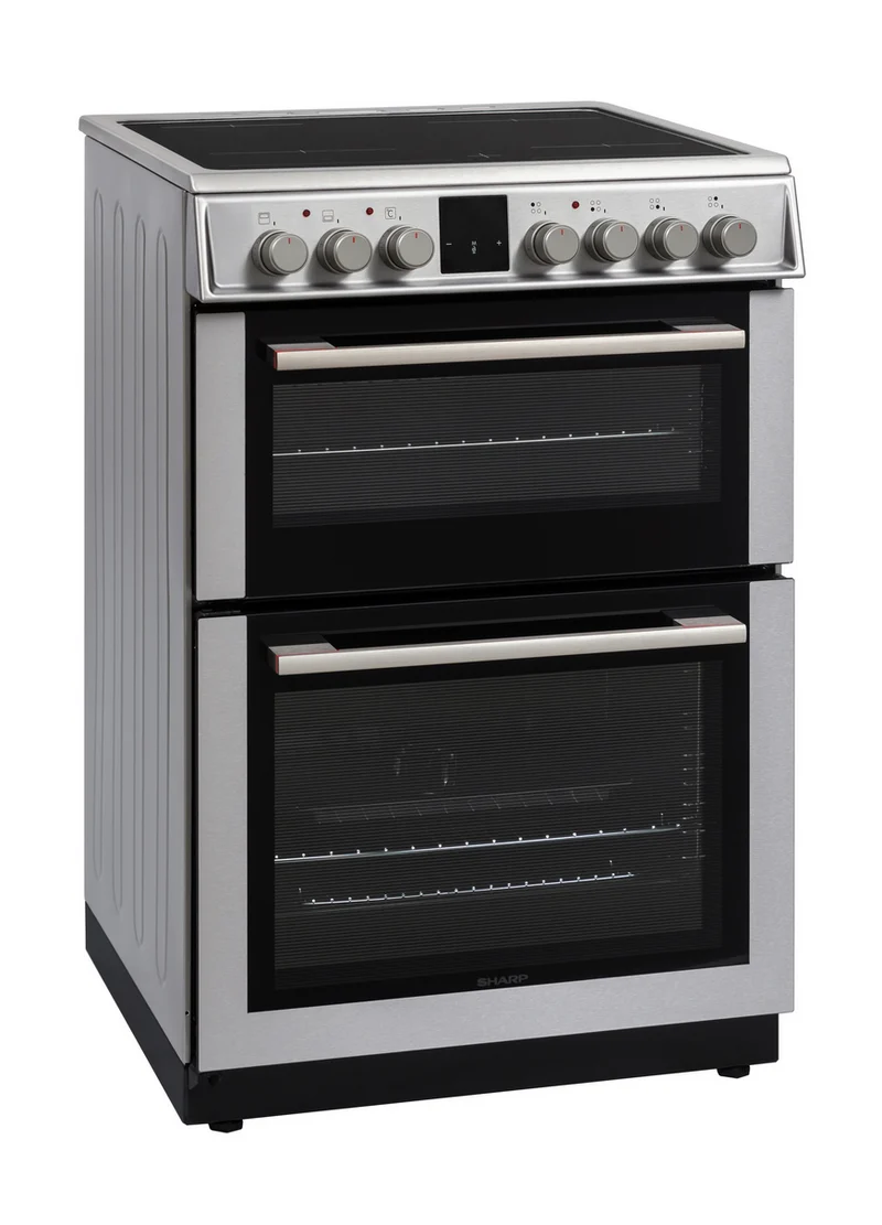 Sharp KF-66DVDD04IM1K-EN 60x60cm Freestanding Vitroceramic Double Oven, Inox