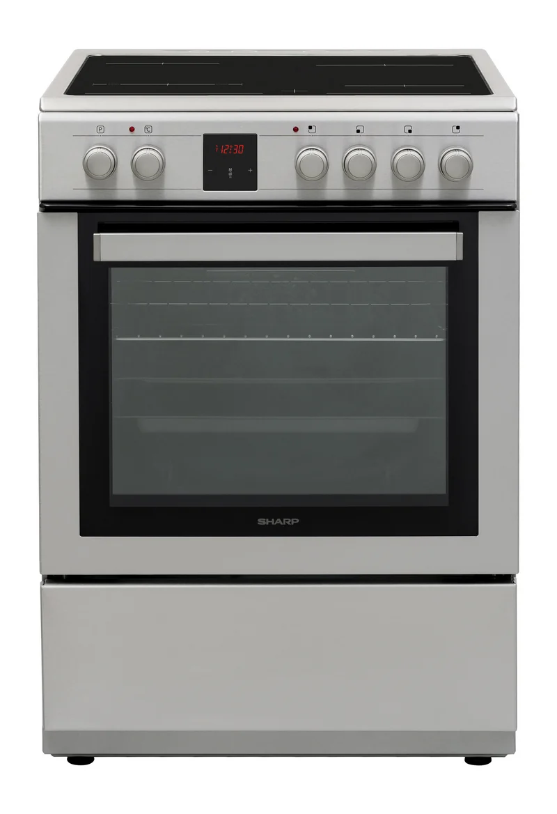 Sharp KF-76VDD19I-DE 60x60cm Freestanding Vitroceramic Single Oven, Inox