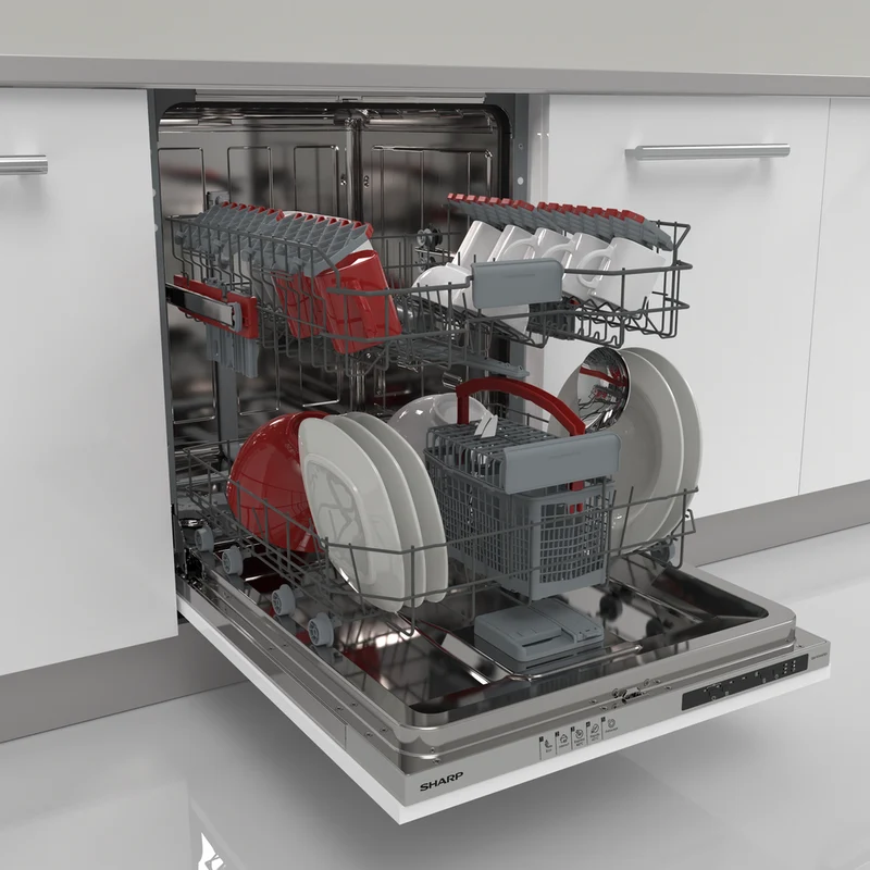 SHARP QW-NI14I47EX Integrated 60cm Dishwasher 13PS 47 db E Class with MicroBan Technolgy