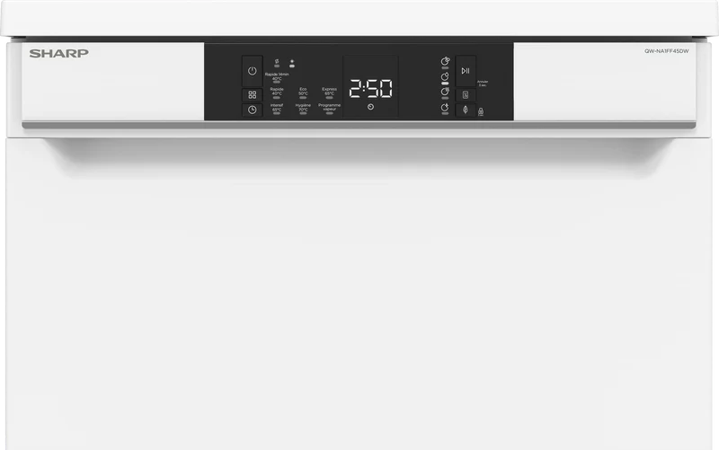SHARP QW-NA1FF45DW Freestanding 60cm Dishwasher 16PS 45 db D Class with Multifunctional rack