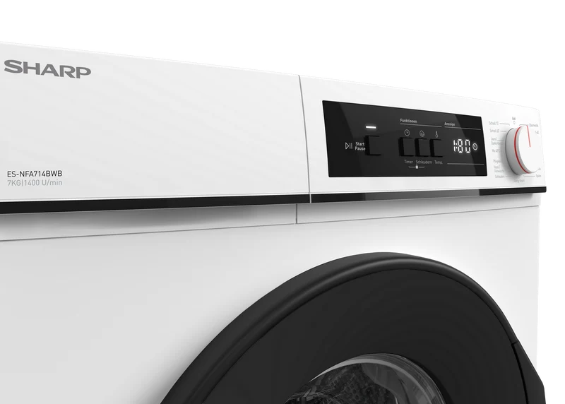 SHARP ES-NFA714BWB-DE Freestanding Washing Machine 7 kg 1400 RPM B Class with Advanced Inverter Motor Technology