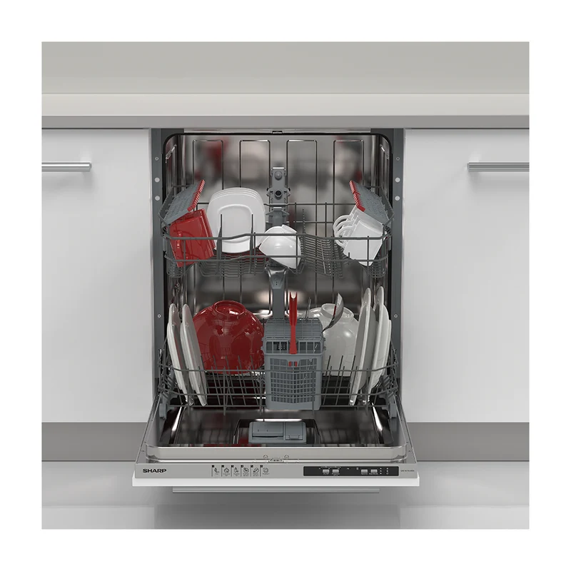 SHARP QW-NI15I49DX-ES Integrated 60 cm Dishwasher 13 PS 49 db D Class with MicroBan Technology