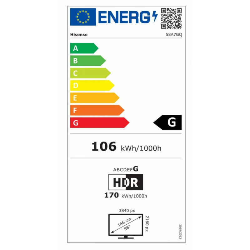 Téléviseur LED 57 pouces Reconditionné HISENSE 58A7GQ