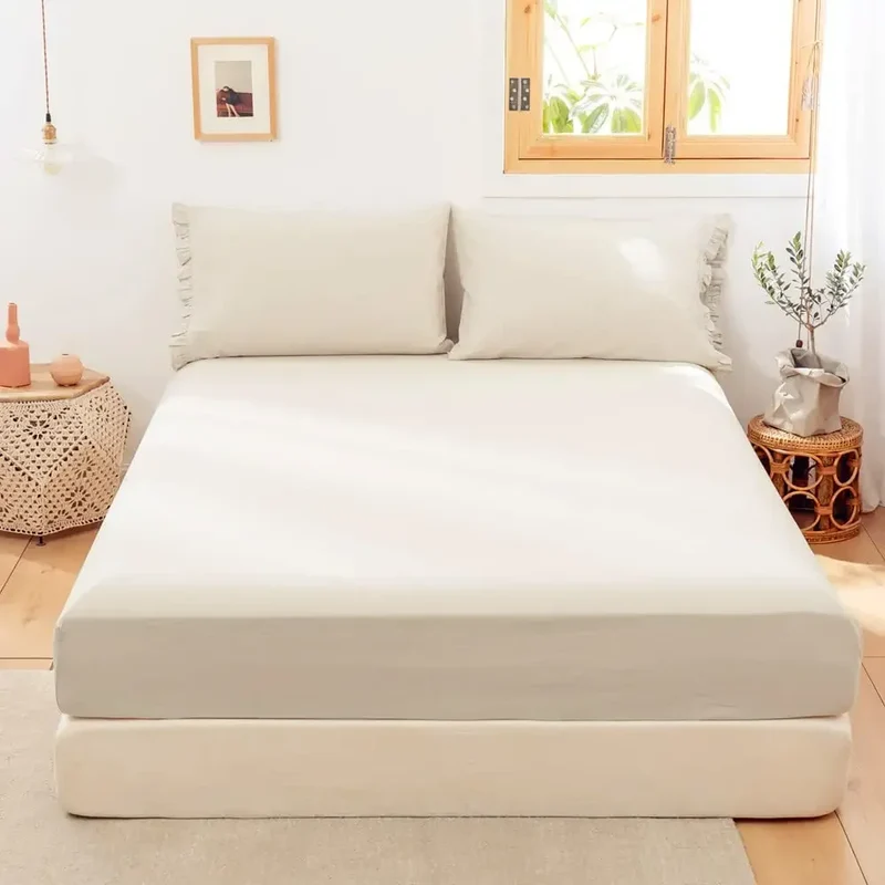Simple Opulence Linen Cotton Blend Fitted Sheet Soft Breathable Bedding