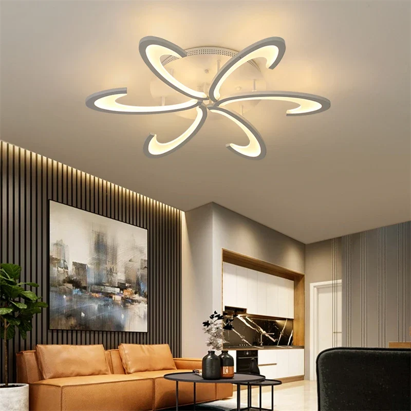 Modern Led Chandelier Light Acrylic Ceiling Lamp Living Dining Room Luminair Minimalis Indoor Hotel Flower Decor Pendant Fixture