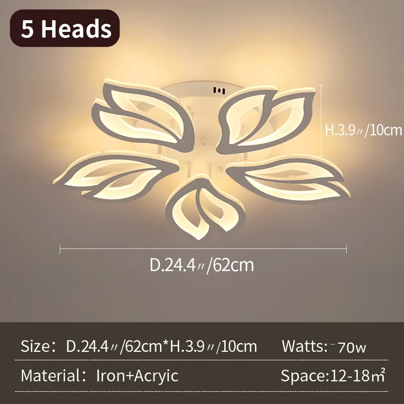 Modern Led Chandelier Light Acrylic Ceiling Lamp Living Dining Room Luminair Minimalis Indoor Hotel Flower Decor Pendant Fixture