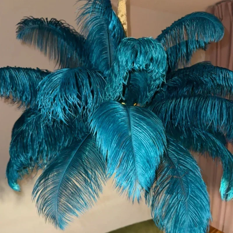 Nordic Ostrich Feather Led Pendant Lamp Living Room Feather Lamp Bedroom Home Decor Indoor Lighting Hanging Light Fixture luster