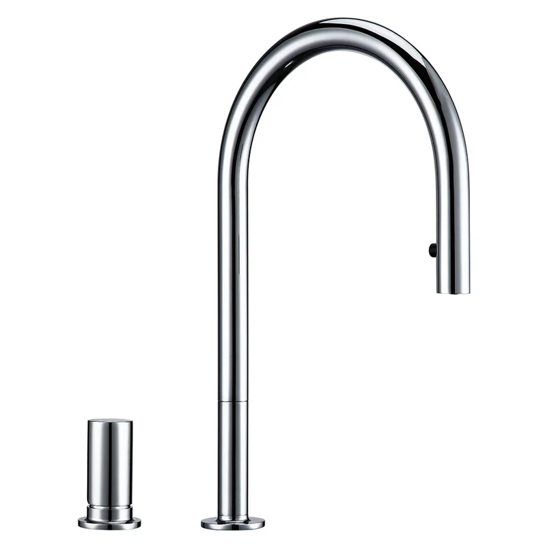 Pull Down Kitchen Sink Faucet Brushed Gunmetal Black Single Handle Double Hole Hot And Cold Sprayer Brass Countertop Mounted