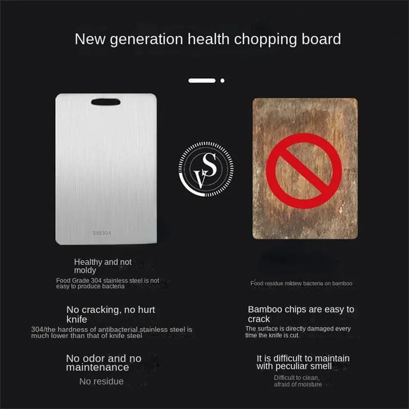 316 Stainless Steel Cutting Board - Thickened Anti-Mold Chopping Board for Vegetables, Meat, Cooking - Durable Kitchen Mat