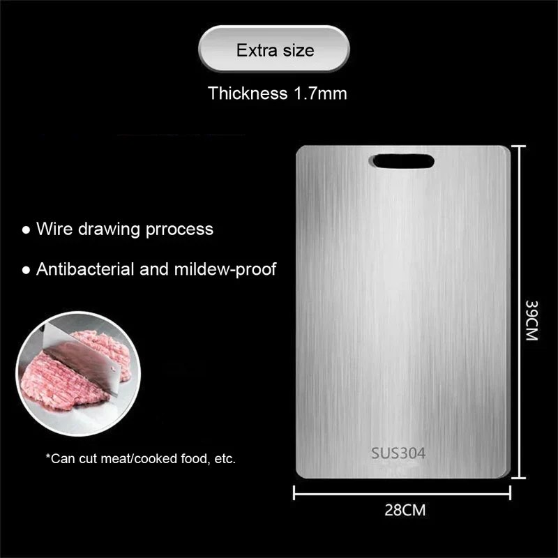 316 Stainless Steel Cutting Board - Thickened Anti-Mold Chopping Board for Vegetables, Meat, Cooking - Durable Kitchen Mat
