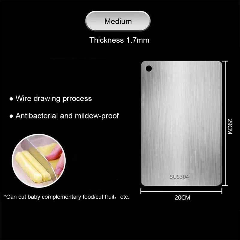316 Stainless Steel Cutting Board - Thickened Anti-Mold Chopping Board for Vegetables, Meat, Cooking - Durable Kitchen Mat