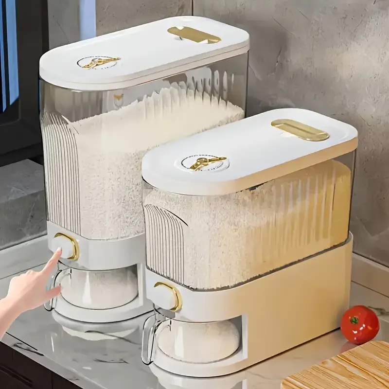 11.02LB 22.05LB metering distributor, large dry food storage container, food distributor for kitchen organization and food stora