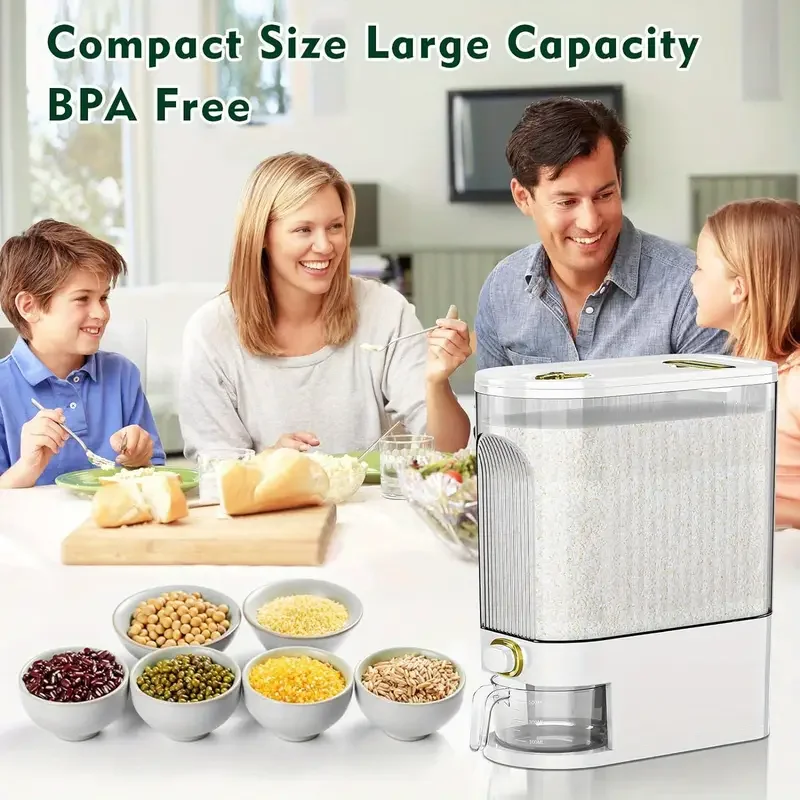 11.02LB 22.05LB metering distributor, large dry food storage container, food distributor for kitchen organization and food stora