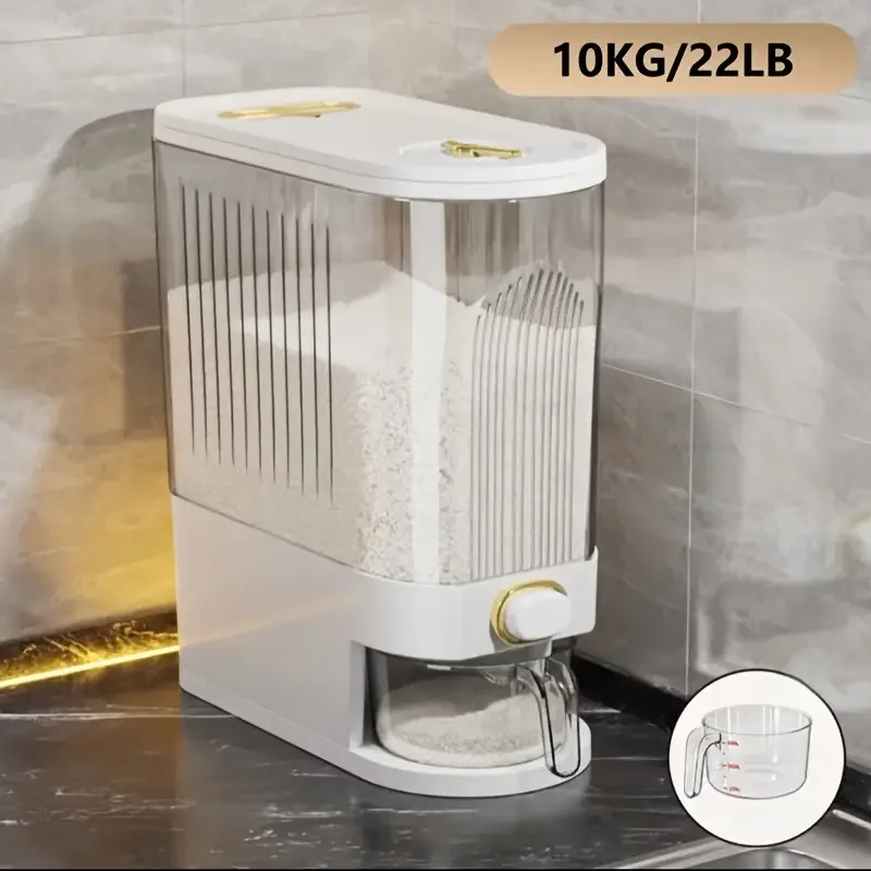 11.02LB 22.05LB metering distributor, large dry food storage container, food distributor for kitchen organization and food stora