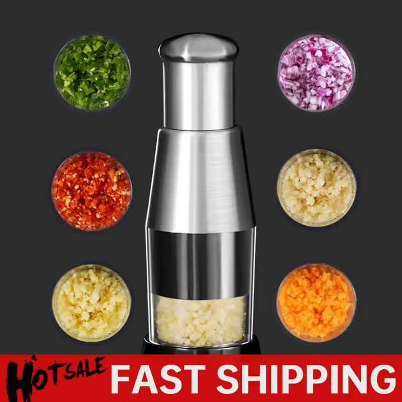Stainless Steel Manual Hand Chopper Kitchen Tools Vegetable Chopper Mini Garlic Mincer for Veggie Onion Garlic