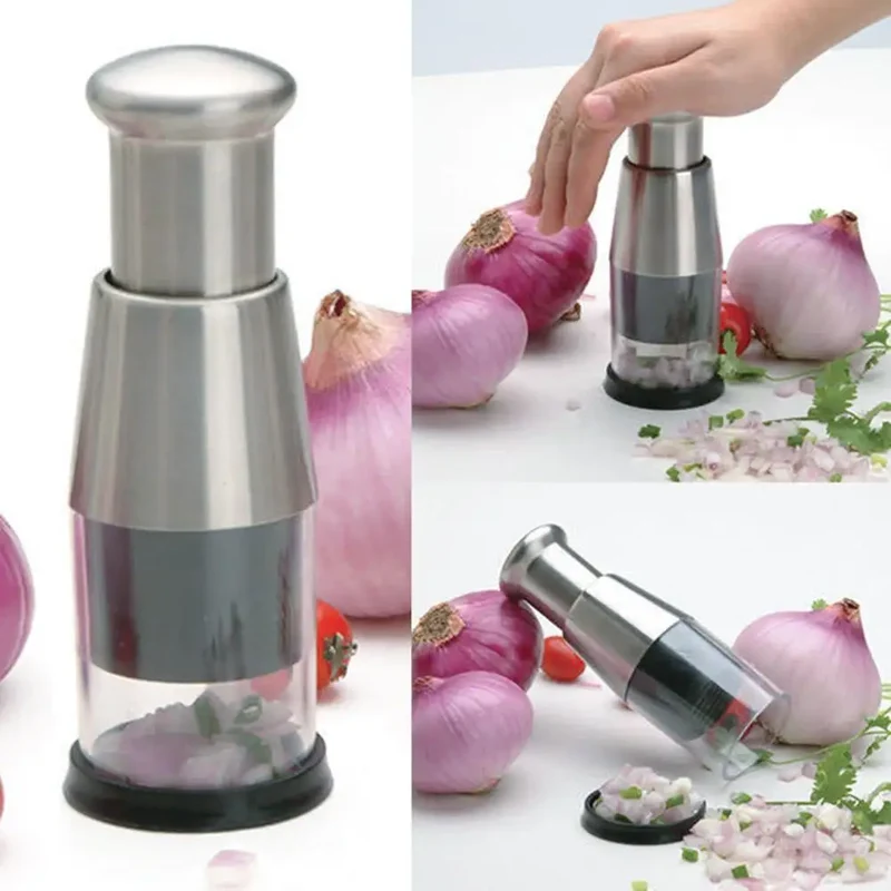 Stainless Steel Manual Hand Chopper Kitchen Tools Vegetable Chopper Mini Garlic Mincer for Veggie Onion Garlic