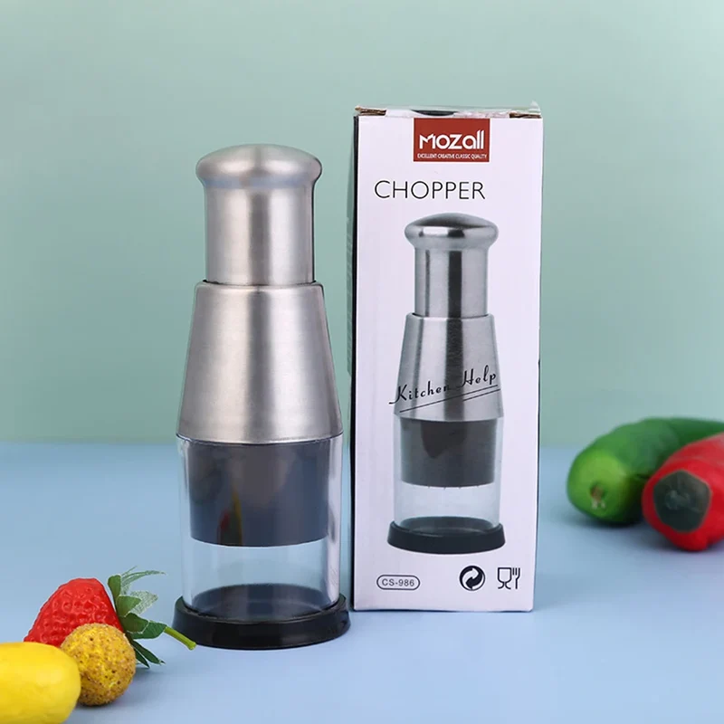 Stainless Steel Manual Hand Chopper Kitchen Tools Vegetable Chopper Mini Garlic Mincer for Veggie Onion Garlic