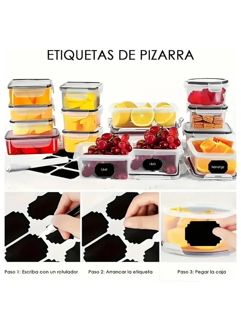 12/24pcs/sealed food storage container with buckle lid is suitable for kitchen organizing fruits vegetables with labels pens
