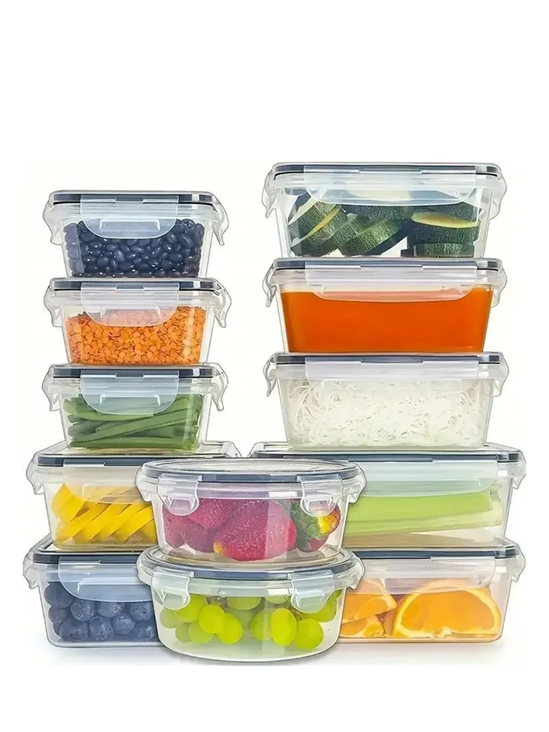 12/24pcs/sealed food storage container with buckle lid is suitable for kitchen organizing fruits vegetables with labels pens