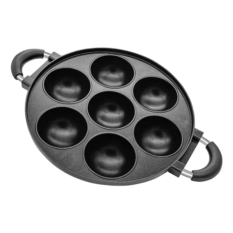 7 Hole Cooking Cake Pan Cast Iron Omelette Pan Non-Stick Cooking Pot Breakfast Egg Cooker Cake Mold Kitchen Cookware Home