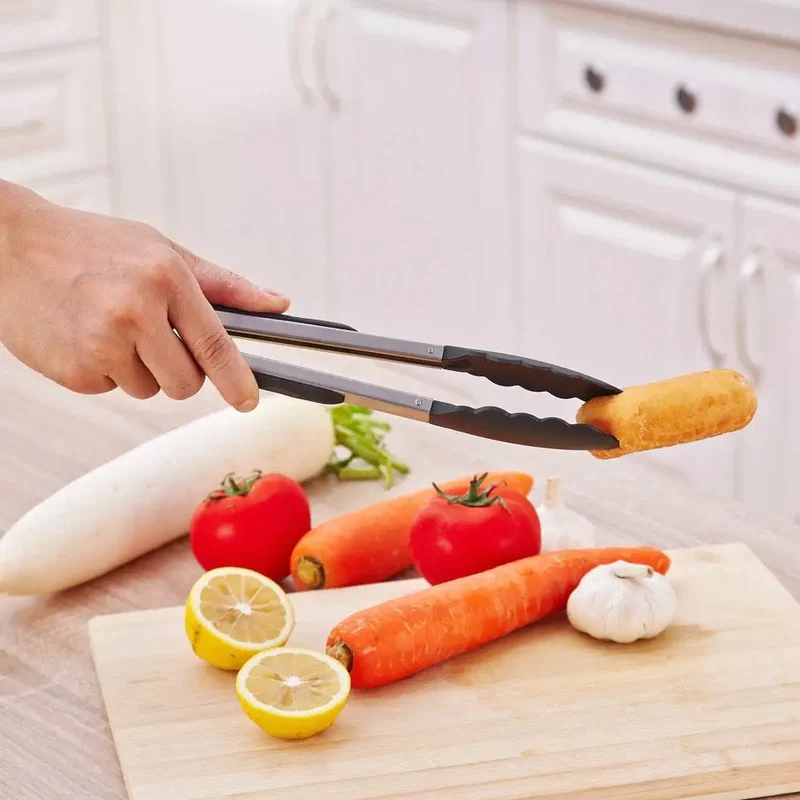 BBQ Grilling Tong Stainless Steel Anti-scalding Bread Food Clip Salad Bread Serving Non-Stick Tool for Kitchen Barbecue