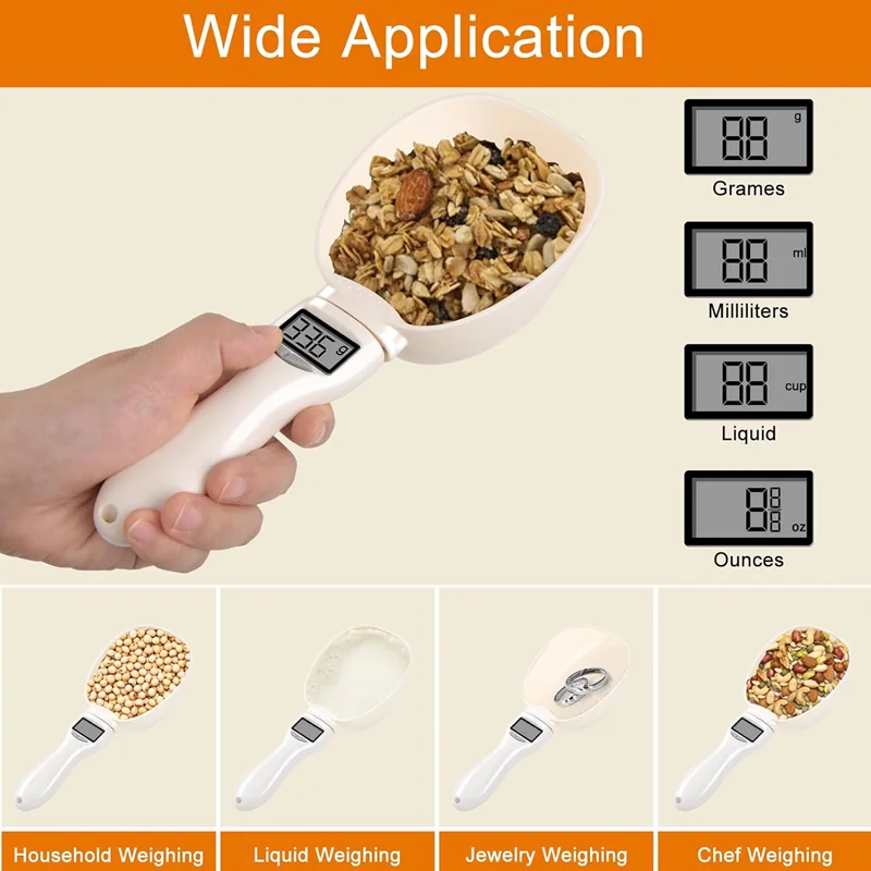 LCD Digital Measurement Adjustable Weighing Spoon Kitchen Scale Electronic Measuring Spoon Coffee Powder Scale Baking Scale Pet