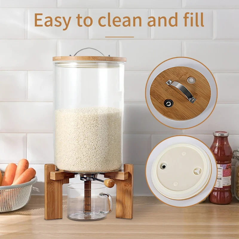 Flour And Cereal Container 5L/7.5L Rice Dispenser Creative Glass Food Storge For Kitchen Organization
