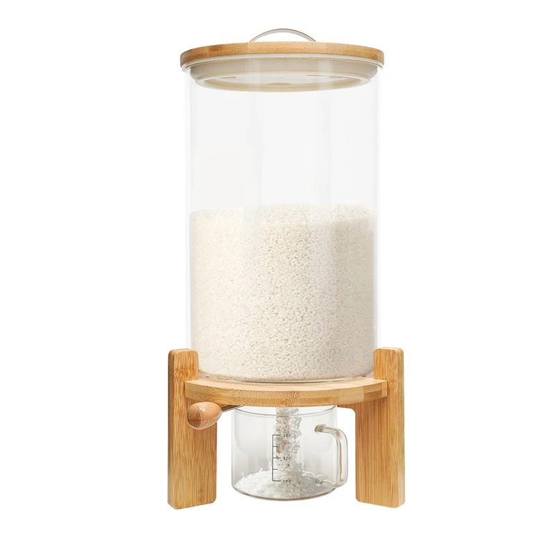 Flour and Cereal Container 5L/7.5L Rice Dispenser Creative Glass Food Storage Container for Kitchen Organization