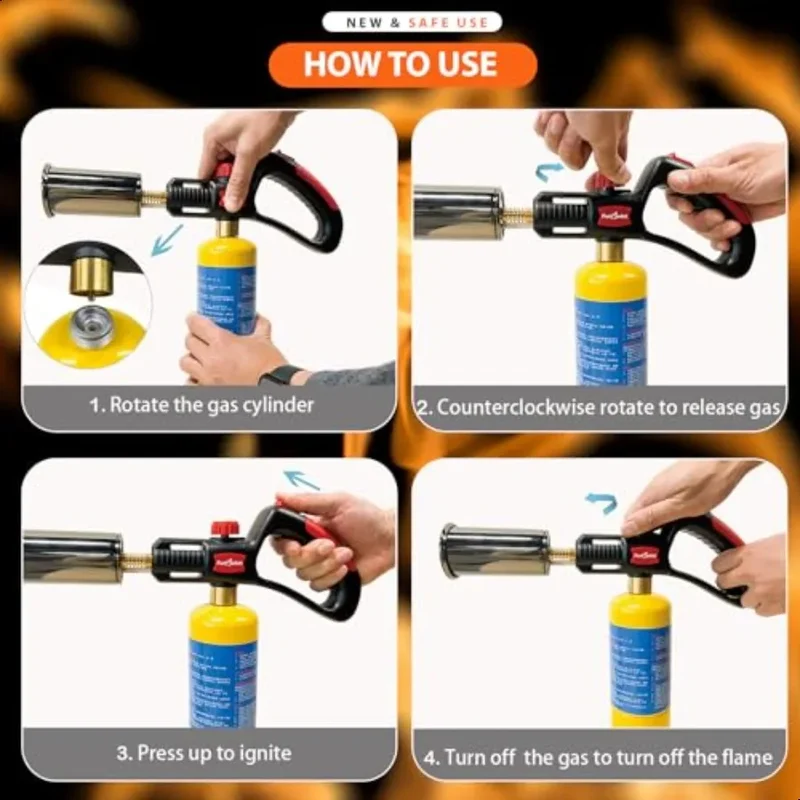 Powerful Cooking Propane Torch Lighter Culinary Kitchen Torch Head Sous Vide Charcoal Campfire Starter Flame Thrower Fire Grill