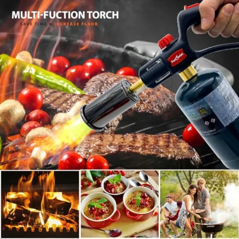 Powerful Cooking Propane Torch Lighter Culinary Kitchen Torch Head Sous Vide Charcoal Campfire Starter Flame Thrower Fire Grill