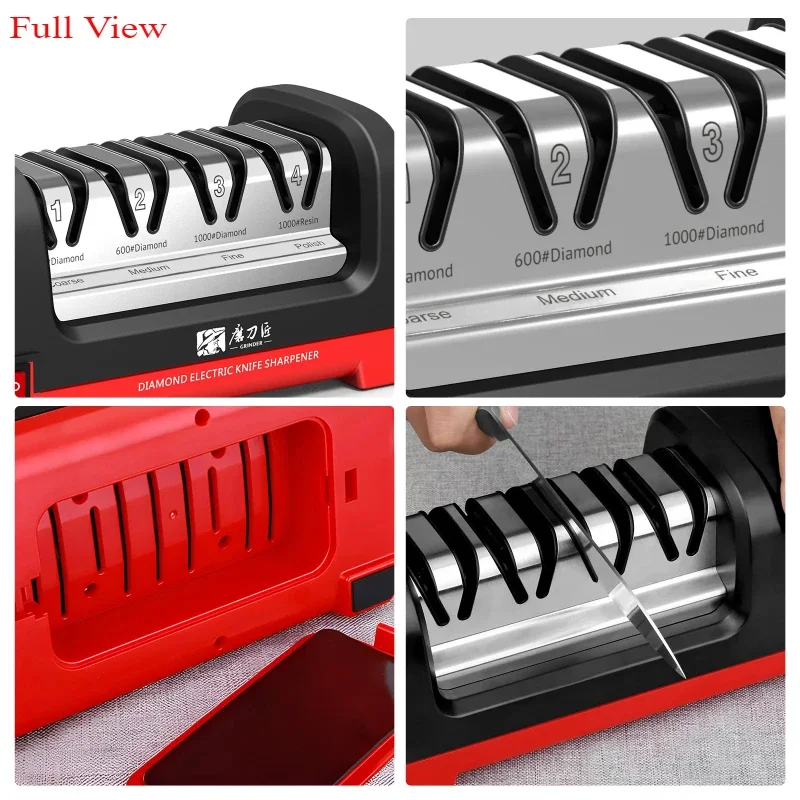 TAIDEA Top Level TG2102 Electric Diamond Steel Sharpener With 4 Slot For Kitchen Ceramic Knife