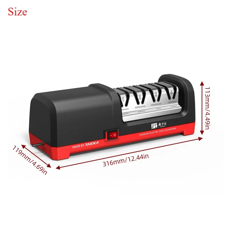 TAIDEA Top Level TG2102 Electric Diamond Steel Sharpener With 4 Slot For Kitchen Ceramic Knife