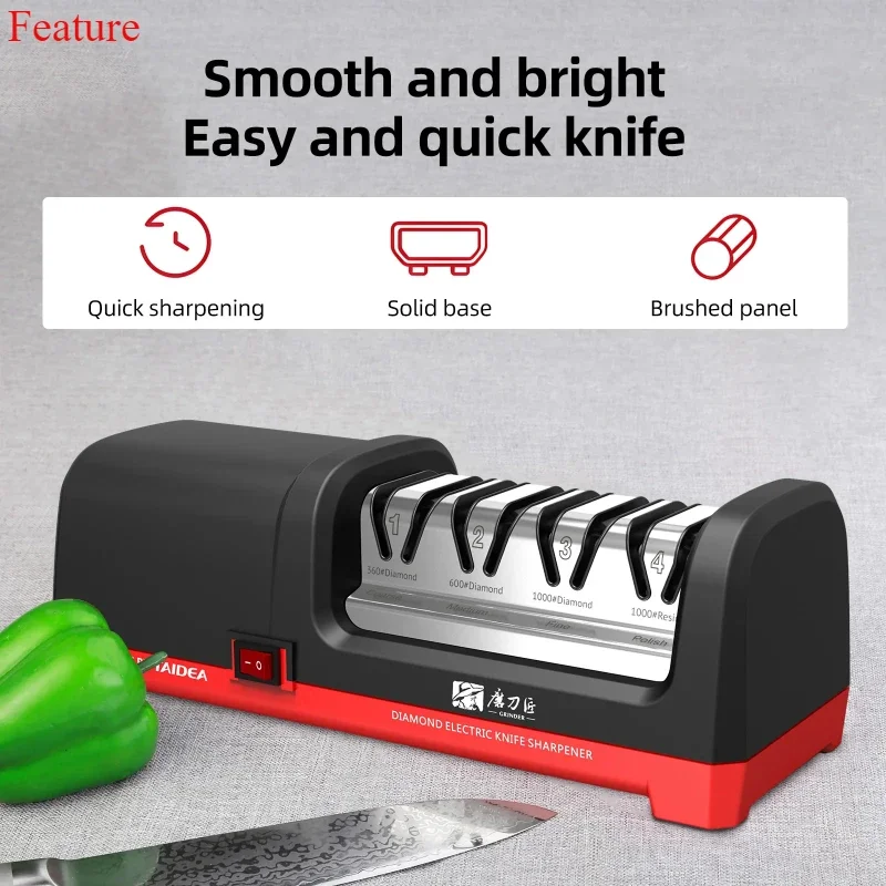 TAIDEA Top Level TG2102 Electric Diamond Steel Sharpener With 4 Slot For Kitchen Ceramic Knife