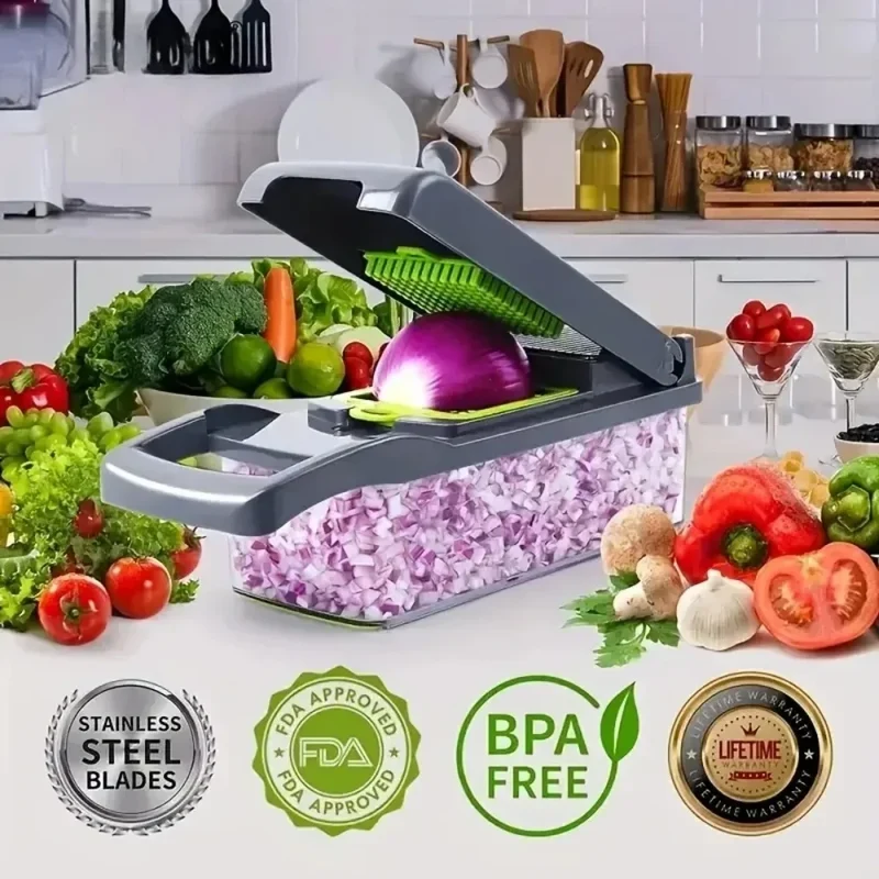 Multifunctional Vegetable Chopper - Handheld Food Slicer, Dicer & Grater for Kitchen Prep, Easy-Cut Veggie Chopper