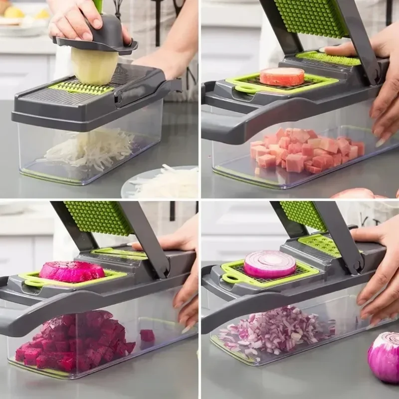 Multifunctional Vegetable Chopper - Handheld Food Slicer, Dicer & Grater for Kitchen Prep, Easy-Cut Veggie Chopper