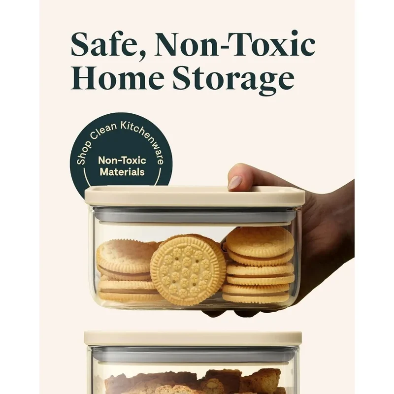 1qt Glass Airtight Food Storage Container with Lid – Non-Toxic, BPA-Free Kitchen Storage Container – Stackable, Space-Saving Air