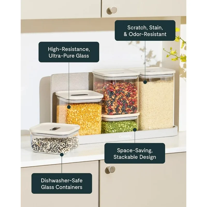 1qt Glass Airtight Food Storage Container with Lid – Non-Toxic, BPA-Free Kitchen Storage Container – Stackable, Space-Saving Air