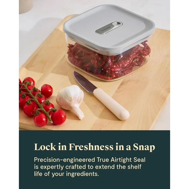 1qt Glass Airtight Food Storage Container with Lid – Non-Toxic, BPA-Free Kitchen Storage Container – Stackable, Space-Saving Air