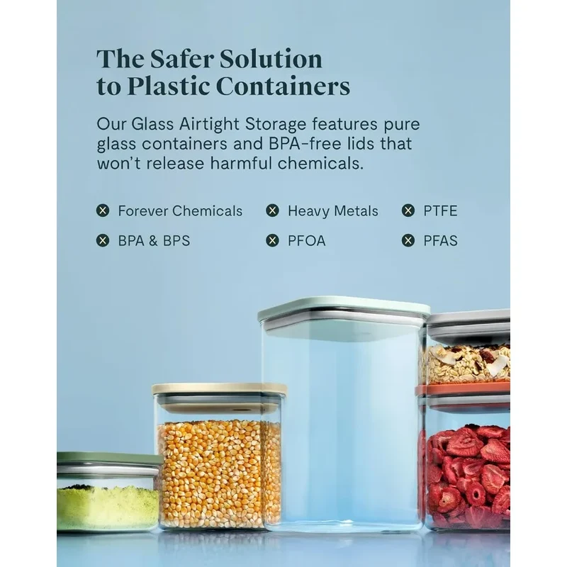 1qt Glass Airtight Food Storage Container with Lid – Non-Toxic, BPA-Free Kitchen Storage Container – Stackable, Space-Saving Air