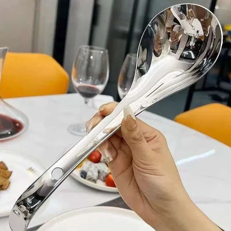 Stainless Steel Round Spoon Net Red Golden Dinner Long Handle Stirring Dessert Spoons For Kitchen Accessories Gadgets