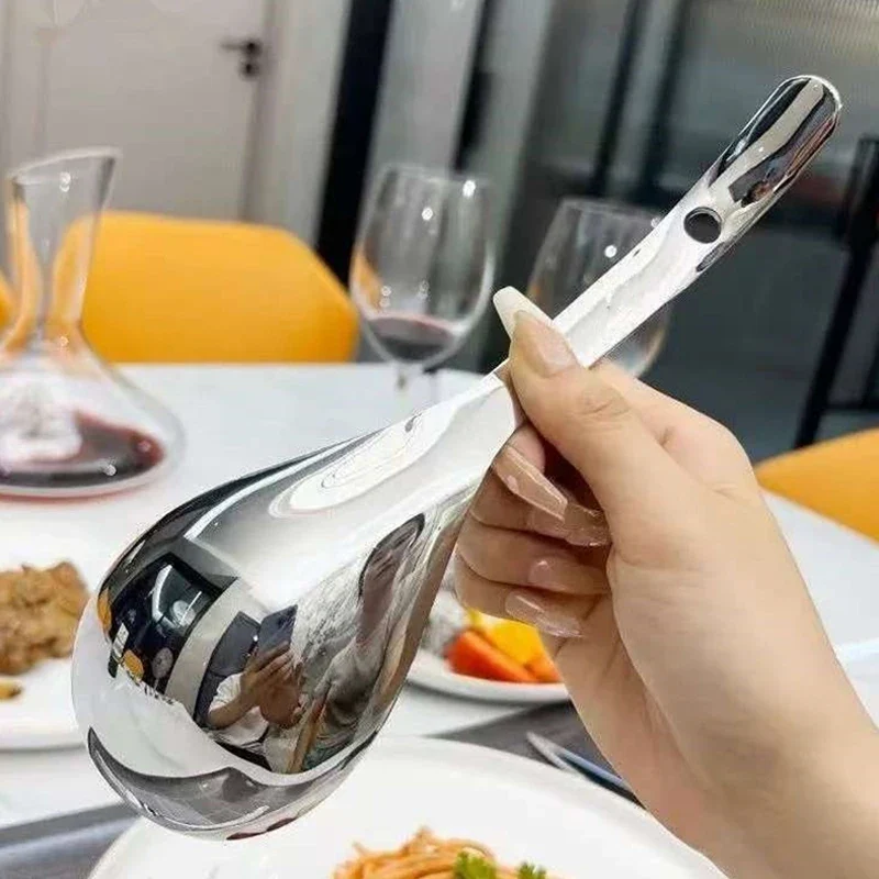 Stainless Steel Round Spoon Net Red Golden Dinner Long Handle Stirring Dessert Spoons For Kitchen Accessories Gadgets