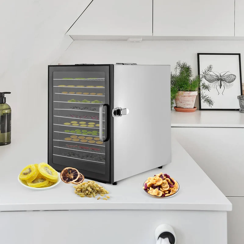 800W Electric Food Dryer Machine with Digital Temperature 10/12 Stainless Steel Trays Dehydrator for Jerky Veggies Fruits