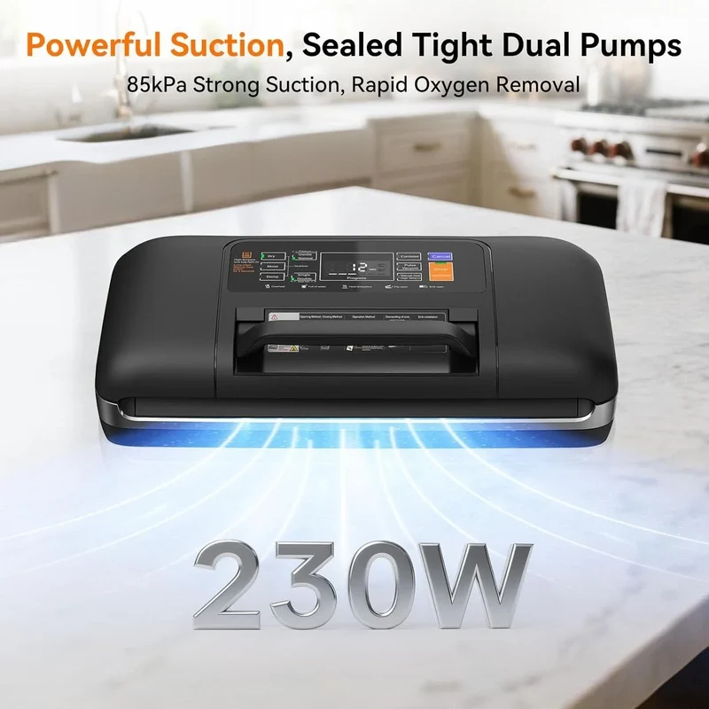 Vacuum Sealer Machine Double Pump Automatic Plastic Sealing Dry Wet Dual-Use Sealer Food Freshness Preservation Machine 85Kpa