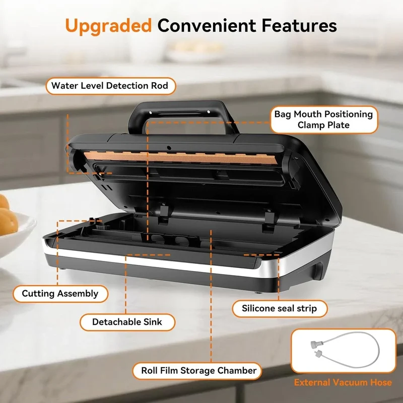 Vacuum Sealer Machine Double Pump Automatic Plastic Sealing Dry Wet Dual-Use Sealer Food Freshness Preservation Machine 85Kpa
