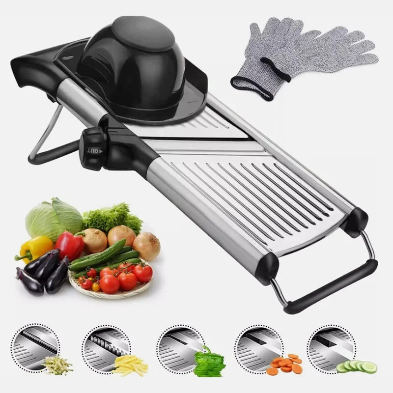 OMESER W1027 High Quality Adjustable Slicer Stainless Steel Vegetable Slicer Chopper Cutter for Potato Tomato Onion Carrot