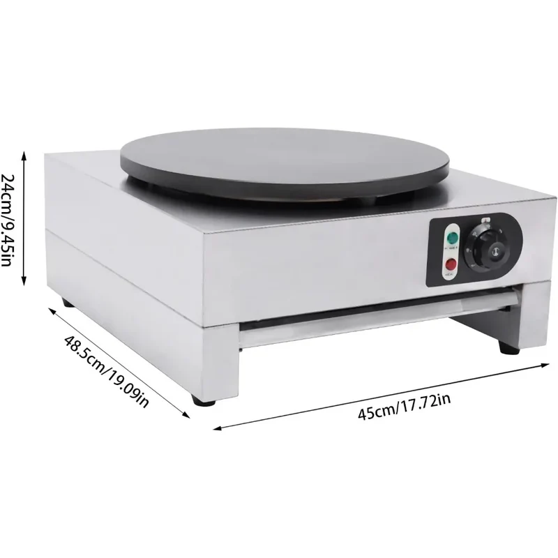 Crepe Maker Electric Circular Cereals Pancake Stove Commercial Non-Stick Flat Plate Crepe Machine with Rolling Flat Tool AndPlug