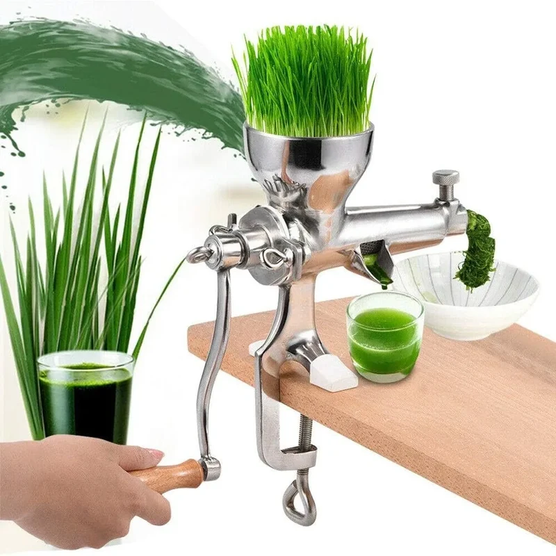 Stainless Steel Manual Wheatgrass Juicer Hand Crank Fruit Vegetable Orange Juice Press Extractor Table Clip-on Type